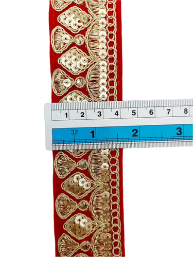 Velvet Embroidered Sequins Trim Indian Sari Border, Sequin Trimming, Sequinned Lace